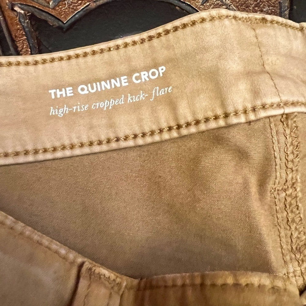 AG the quinne coated high waisted crop flare jean mustard yellow size 31 - Picture 9 of 13